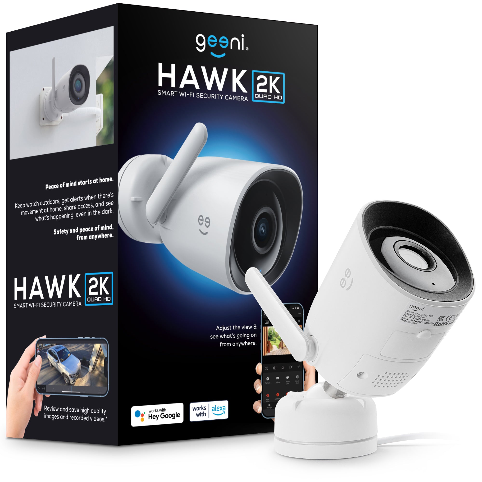 Geeni Hawk Outdoor Smart WiFi Security Camera 2K