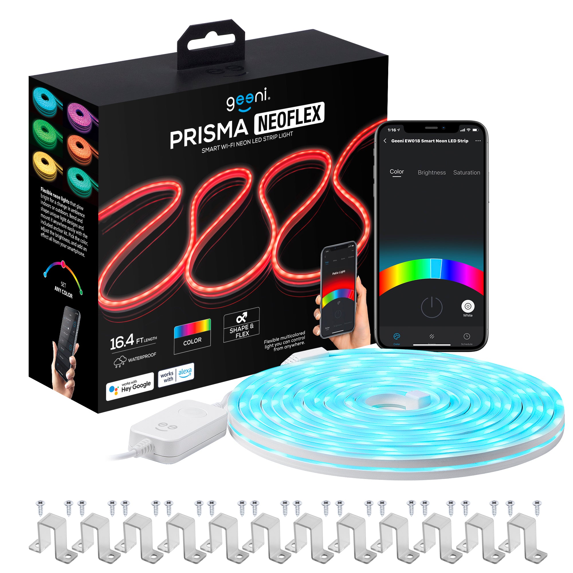 Geeni Prisma RGB LED Strip Light with Music Sync, 16.4 – Geeni Smarthome