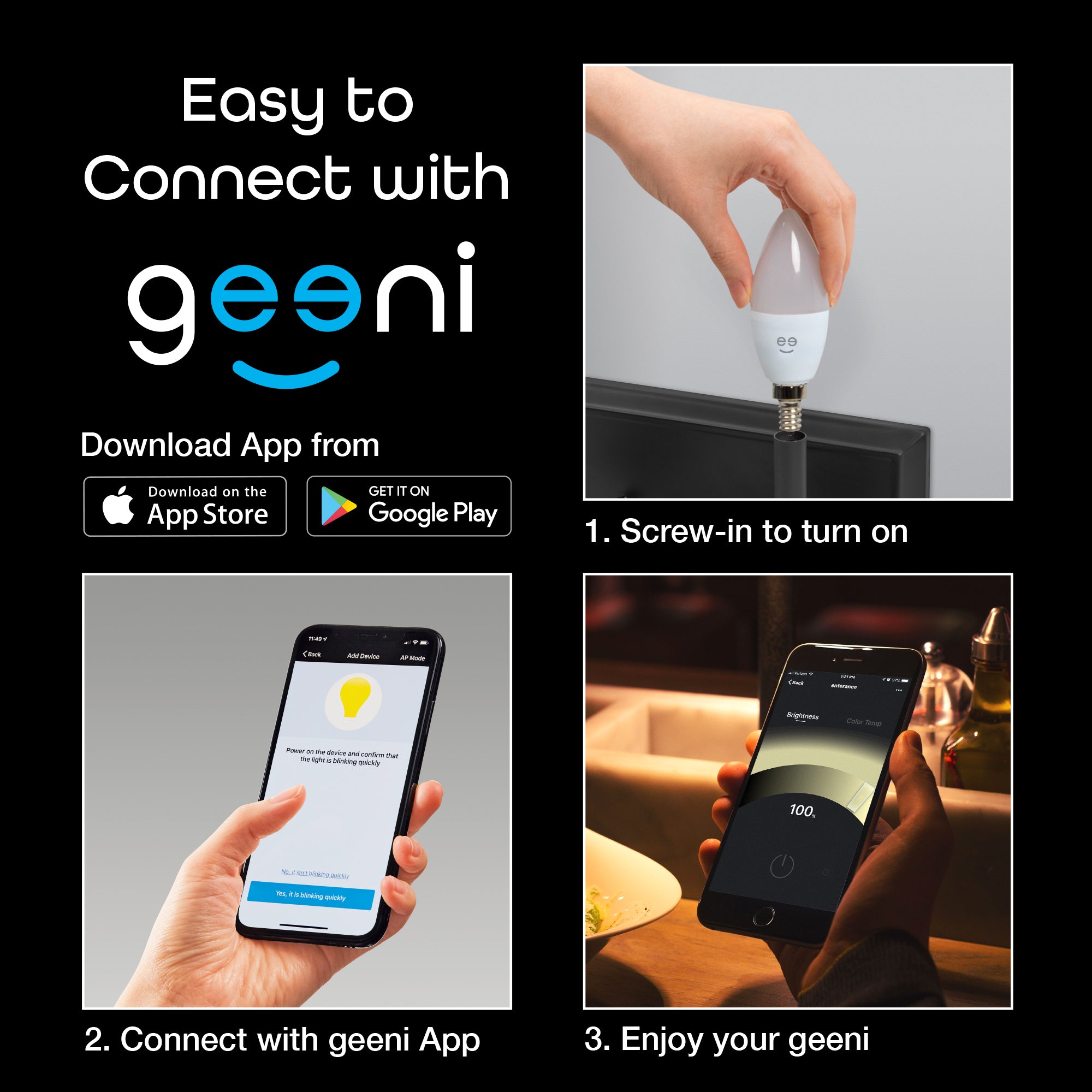 Geeni Lux E12/B11 Smart Bulb - Tunable White (2-Pack)