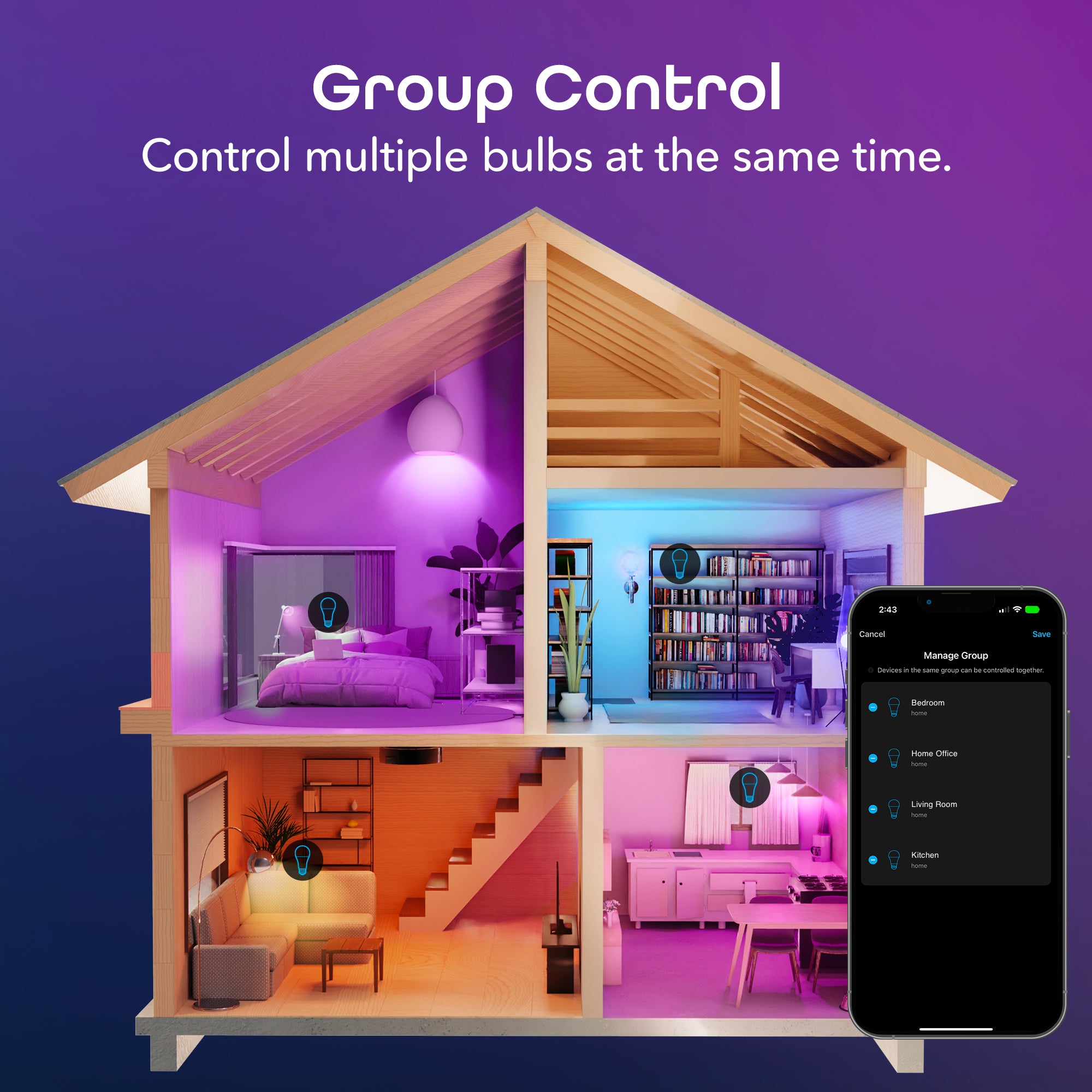 Geeni Prisma Plus 800 A19 Smart Bulb - Multicolor and Tunable (2-Pack)