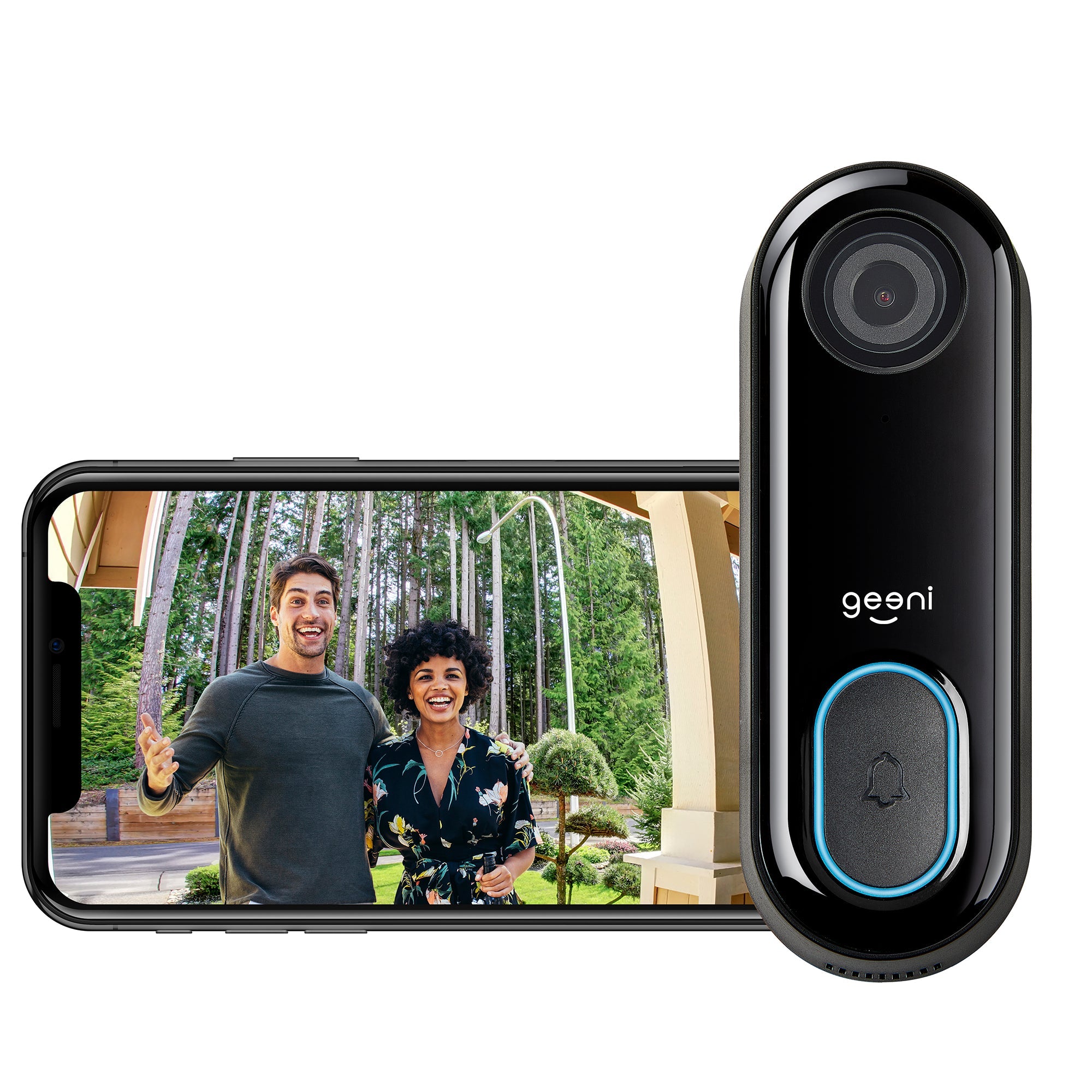 Geeni Doorpeek Video Doorbell-HD 1080 pビデオ品質、耐候性、双方向オーディオ-モーション検出とアラート-既存のドアベル配線で簡単に設置-2.4 GHz WiFiが Geeni Doorpeek Wired Doorbell \u2013 Geeni Smarthome