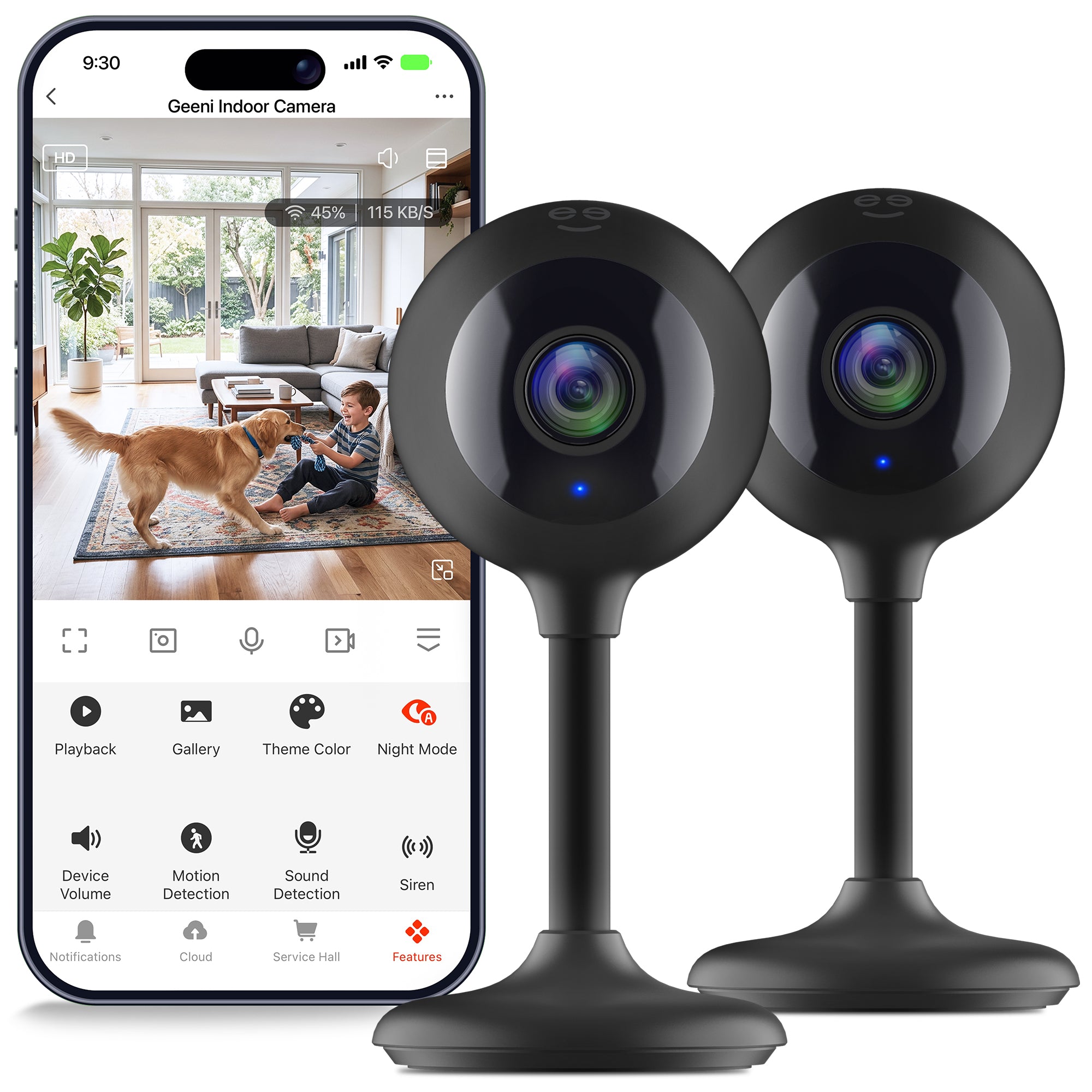 Look 1080p Indoor Wired Smart Security Camera 2-Pack