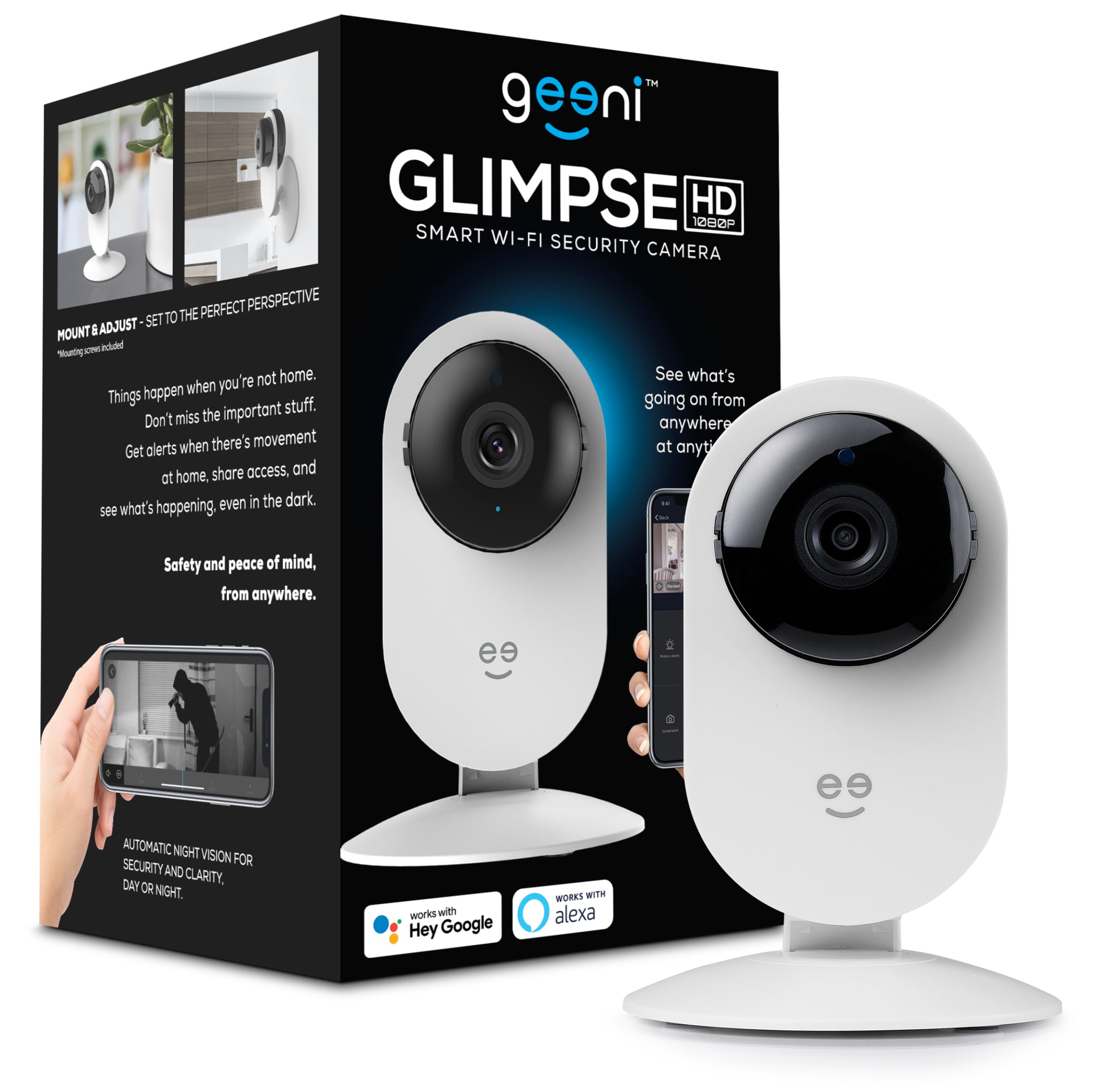 thumbnail image 2 of Geeni Glimpse 1080p HD Smart Indoor Security Camera – 3 Pack – Wi-Fi, Voice Control 2 of 3