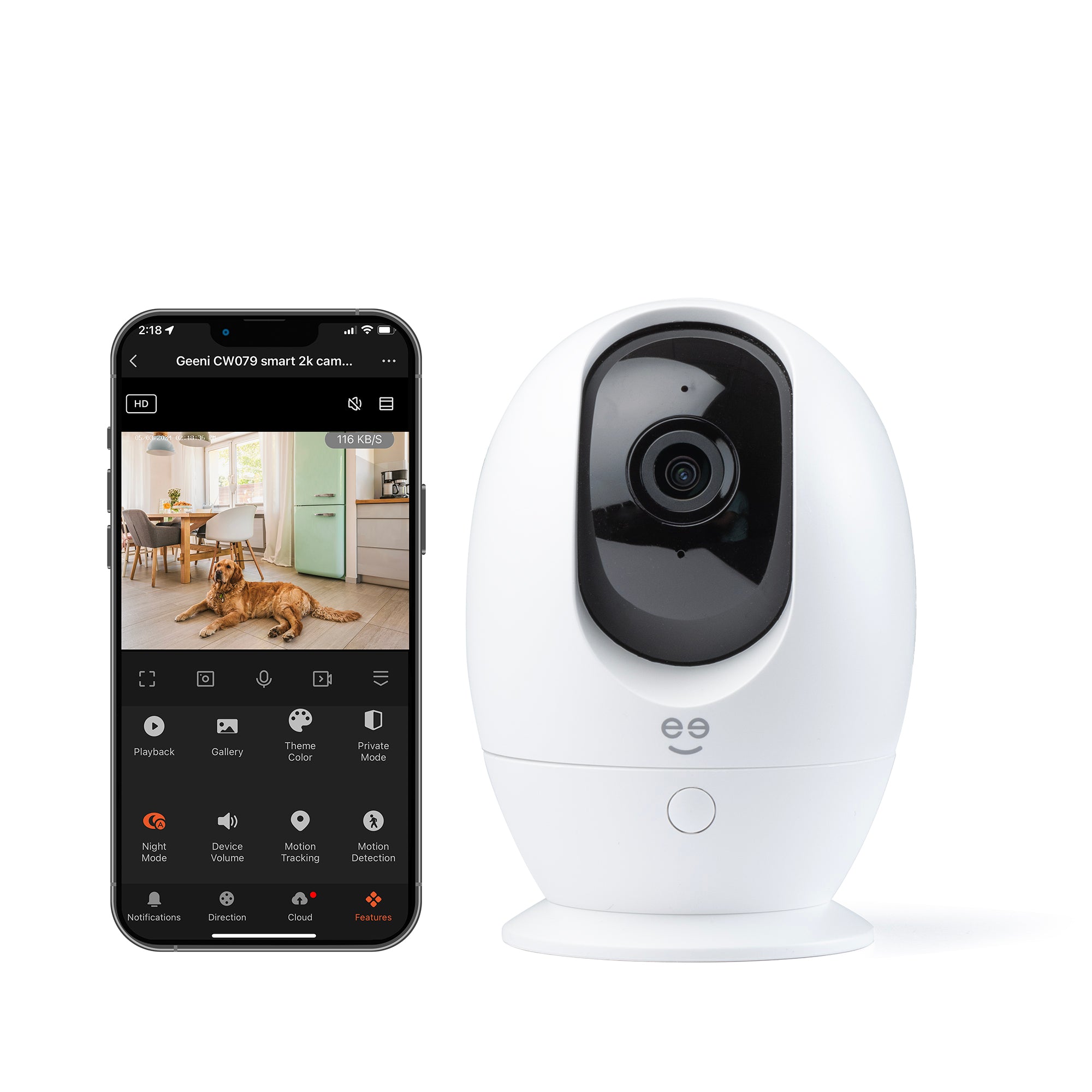 Geeni Smart Indoor PTZ Camera - 2K Quad HD