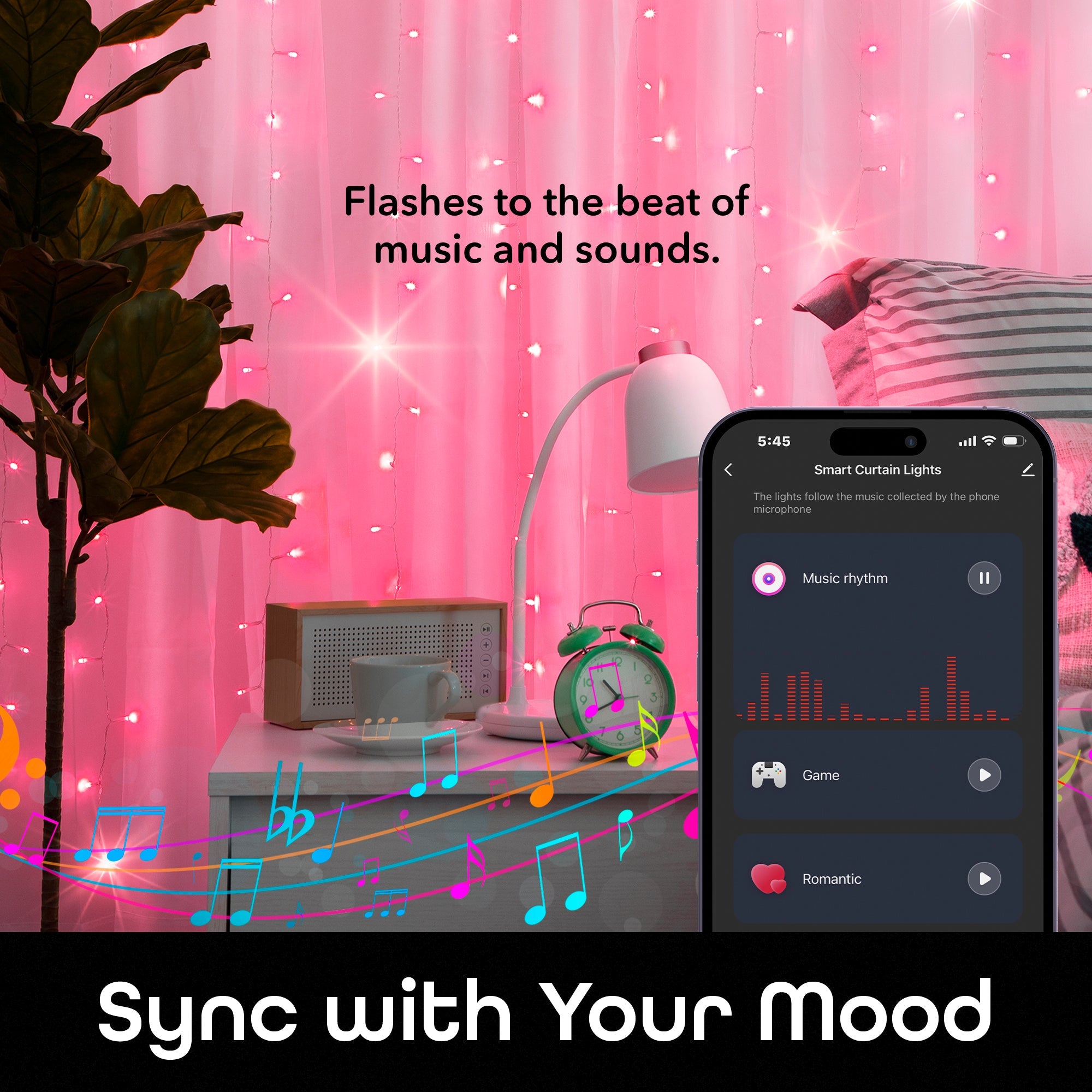 Geeni Cascading Curtain Lights (6.6 ft. x 5 ft.)