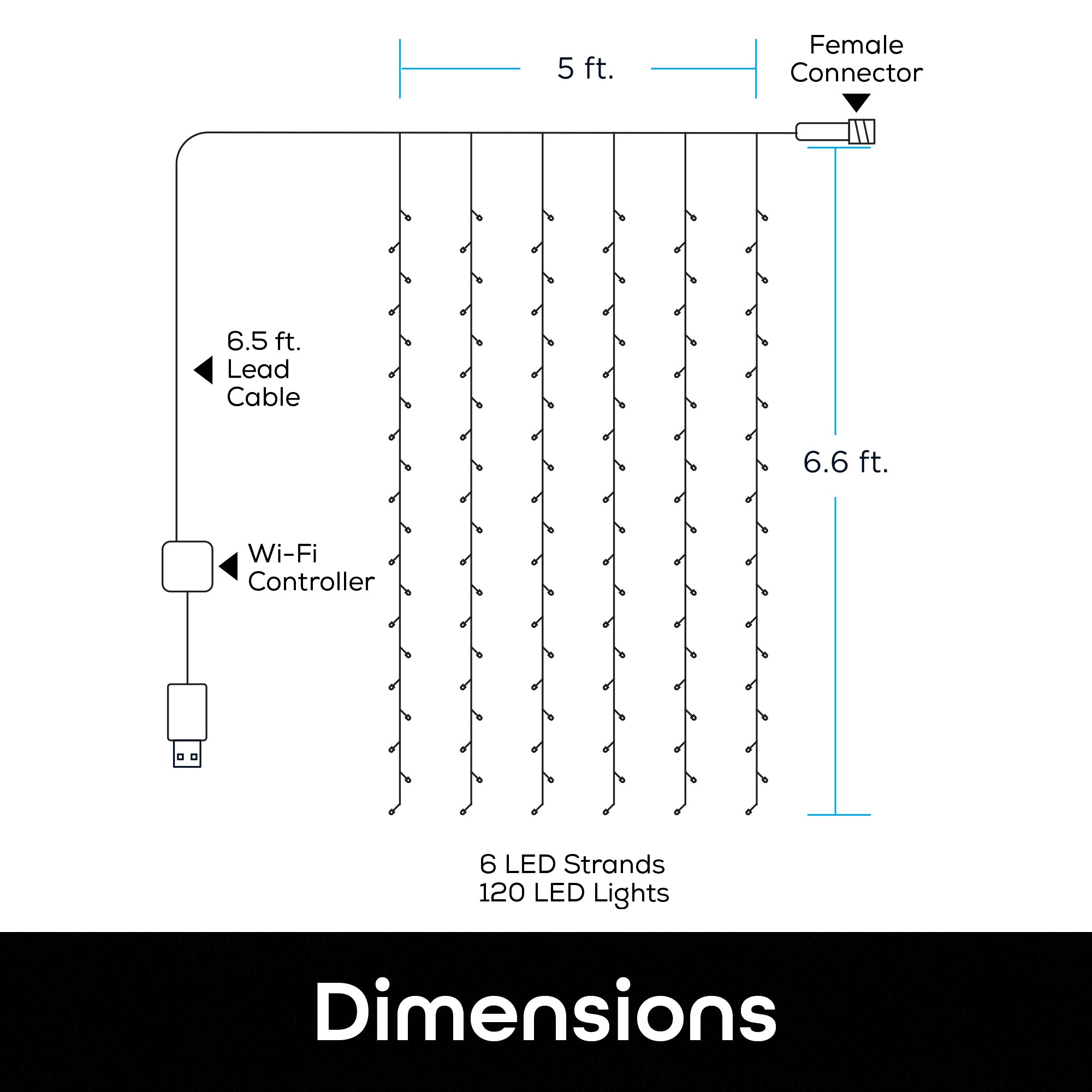 Geeni Cascading Curtain Lights (6.6 ft. x 5 ft.)