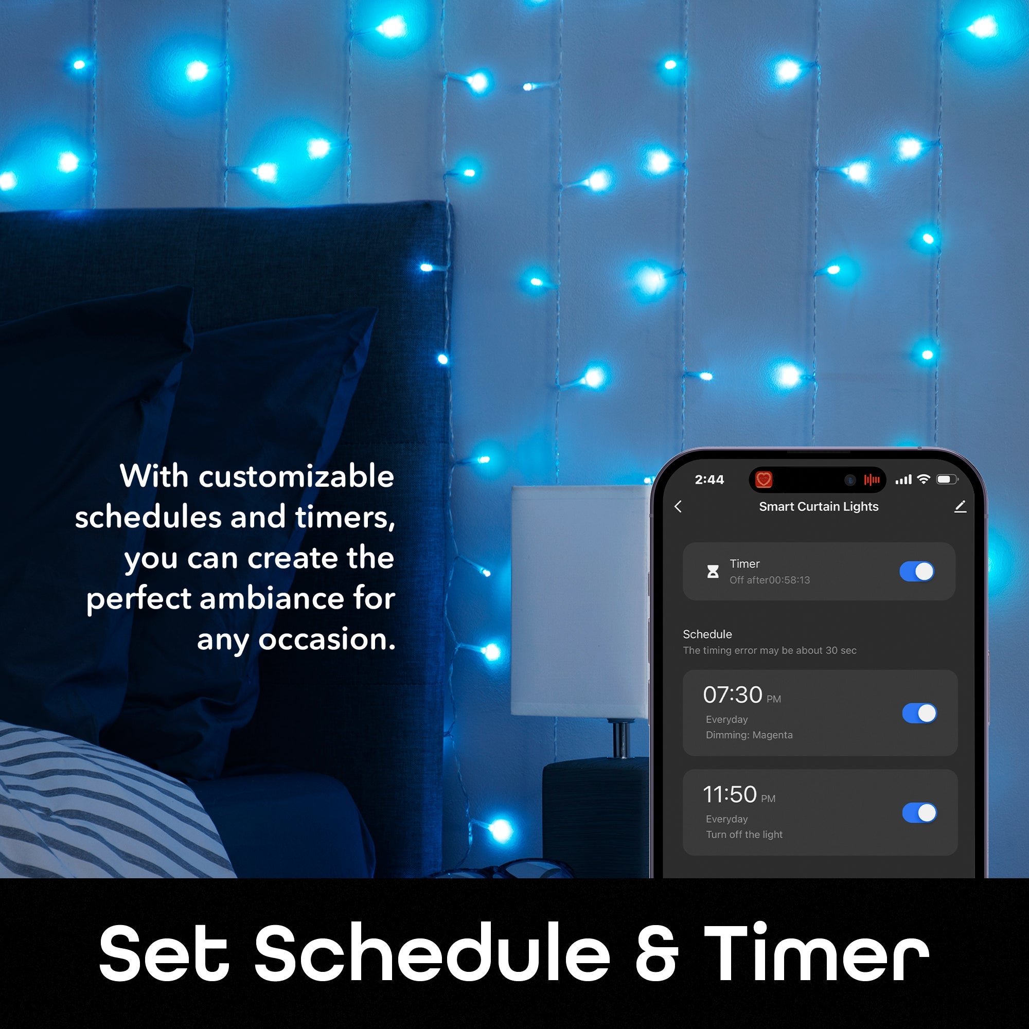 Geeni Cascading Curtain Lights (6.6 ft. x 5 ft.)