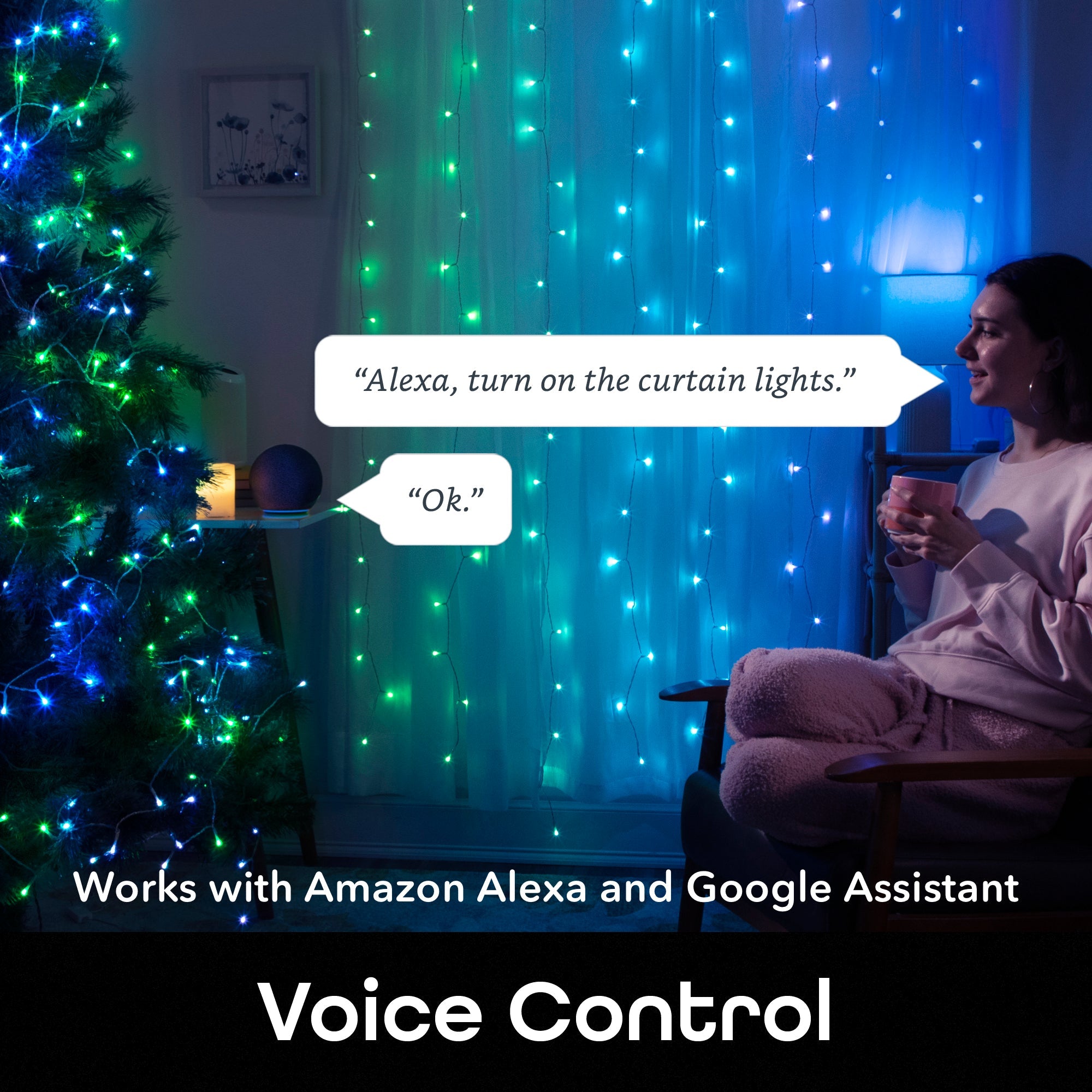 Geeni Cascading Curtain Lights (6.6 ft. x 5 ft.)