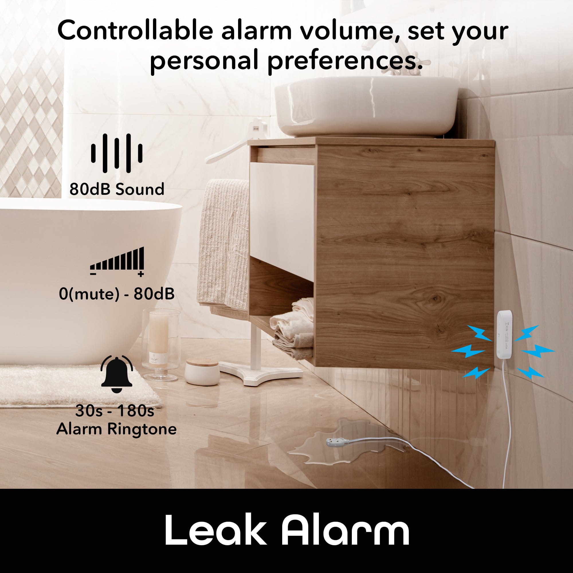 Geeni Smart Home Water Leak Detector with Siren