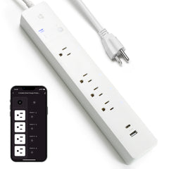 Geeni Multi Outlet Plug in, Smart 4 Outlet Wall Plug Plus 2 USB Ports