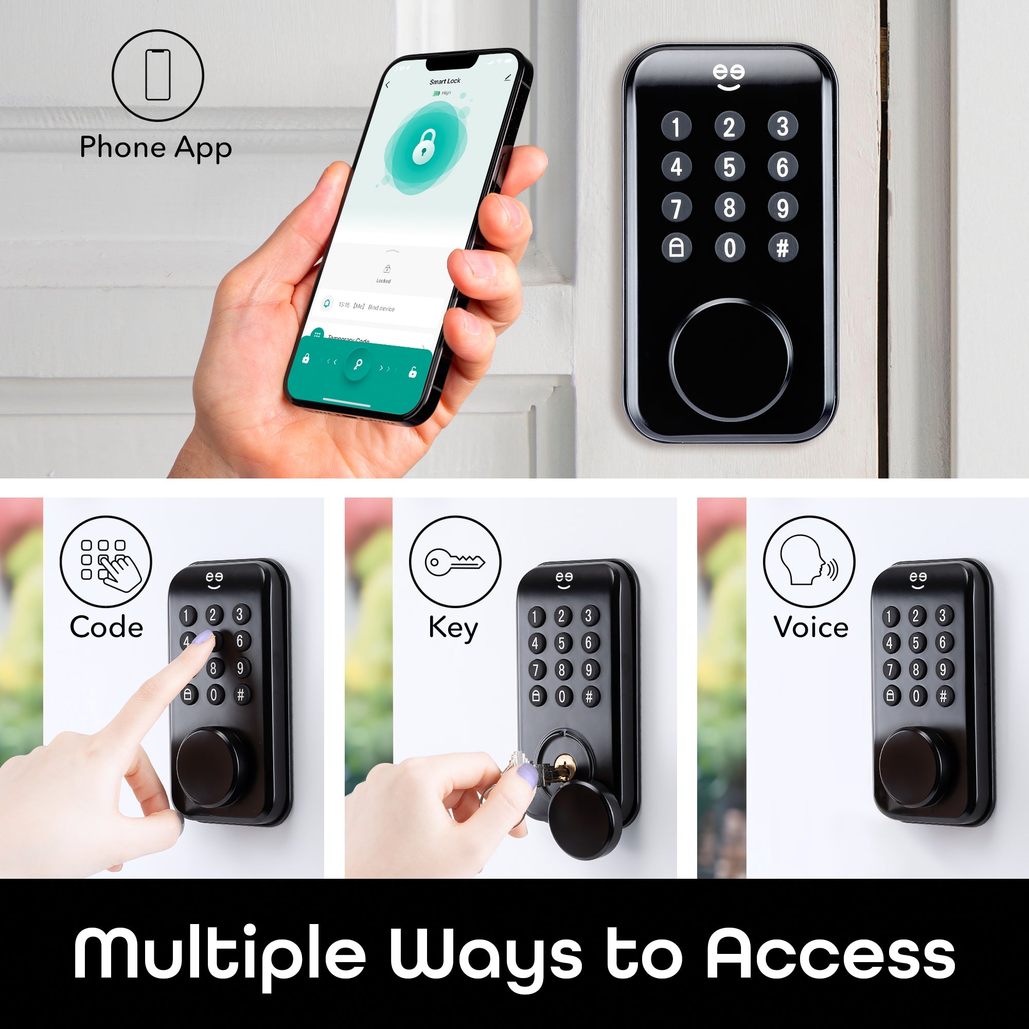 Auto Lock Door Smart Lock With Bluetooth & Keypad - Keyless Entry ...