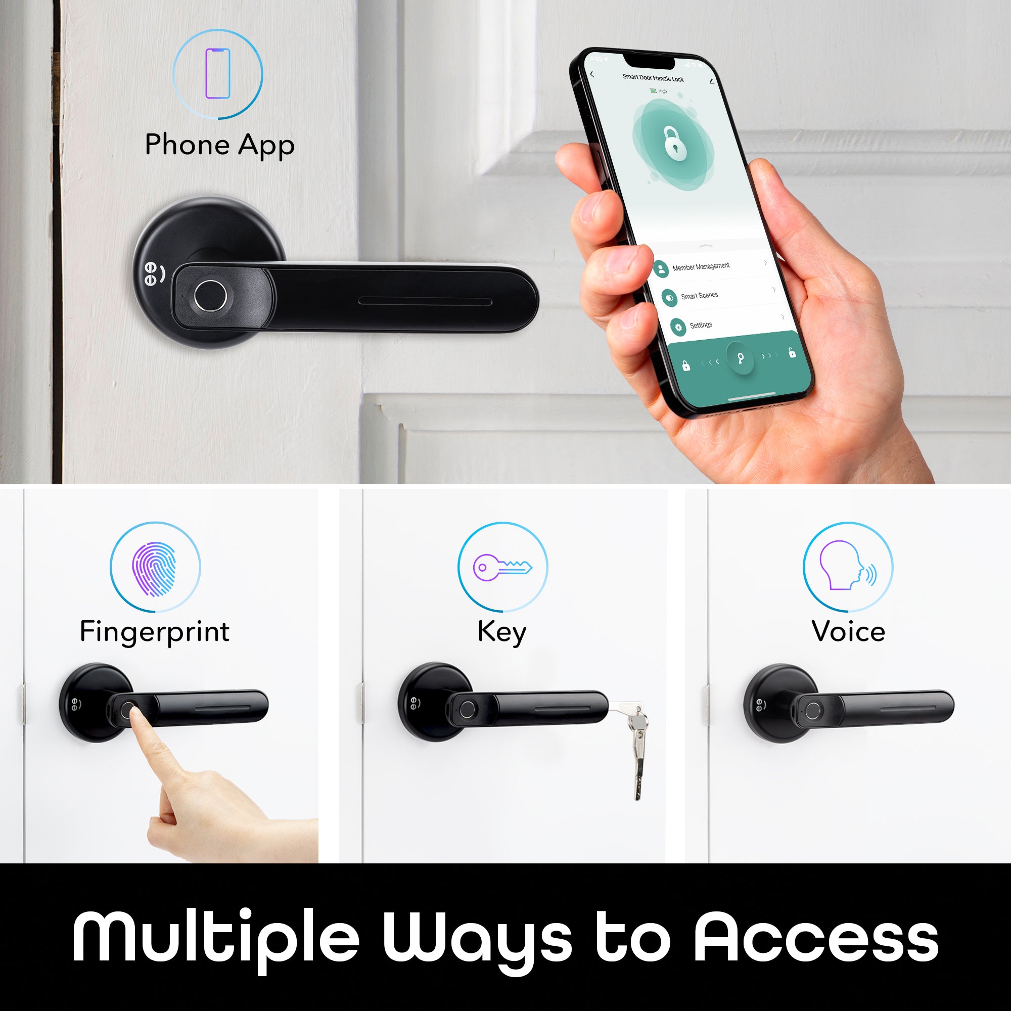 Geeni Fingerprint Door Lock - Smart Door Keyless Entry Door Knob Handle