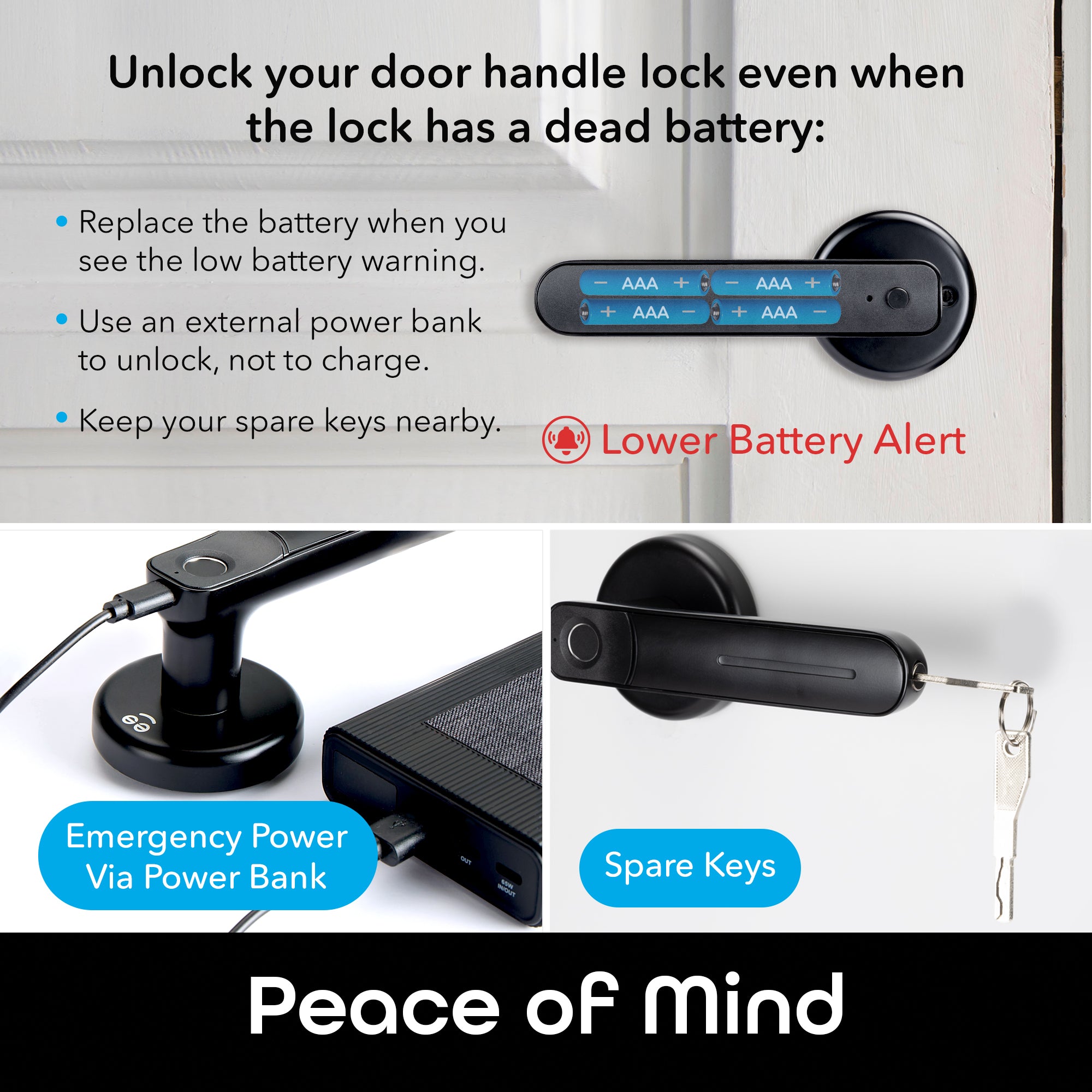 Geeni Fingerprint Door Lock - Smart Door Keyless Entry Door Knob Handle