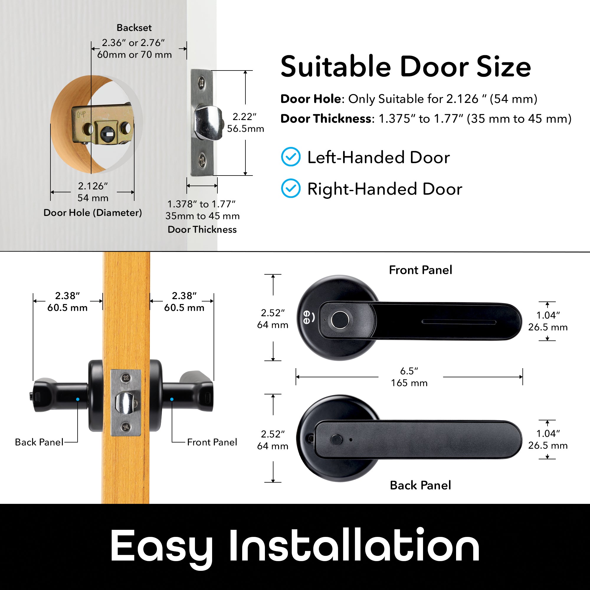 smart door lock installation on different door types