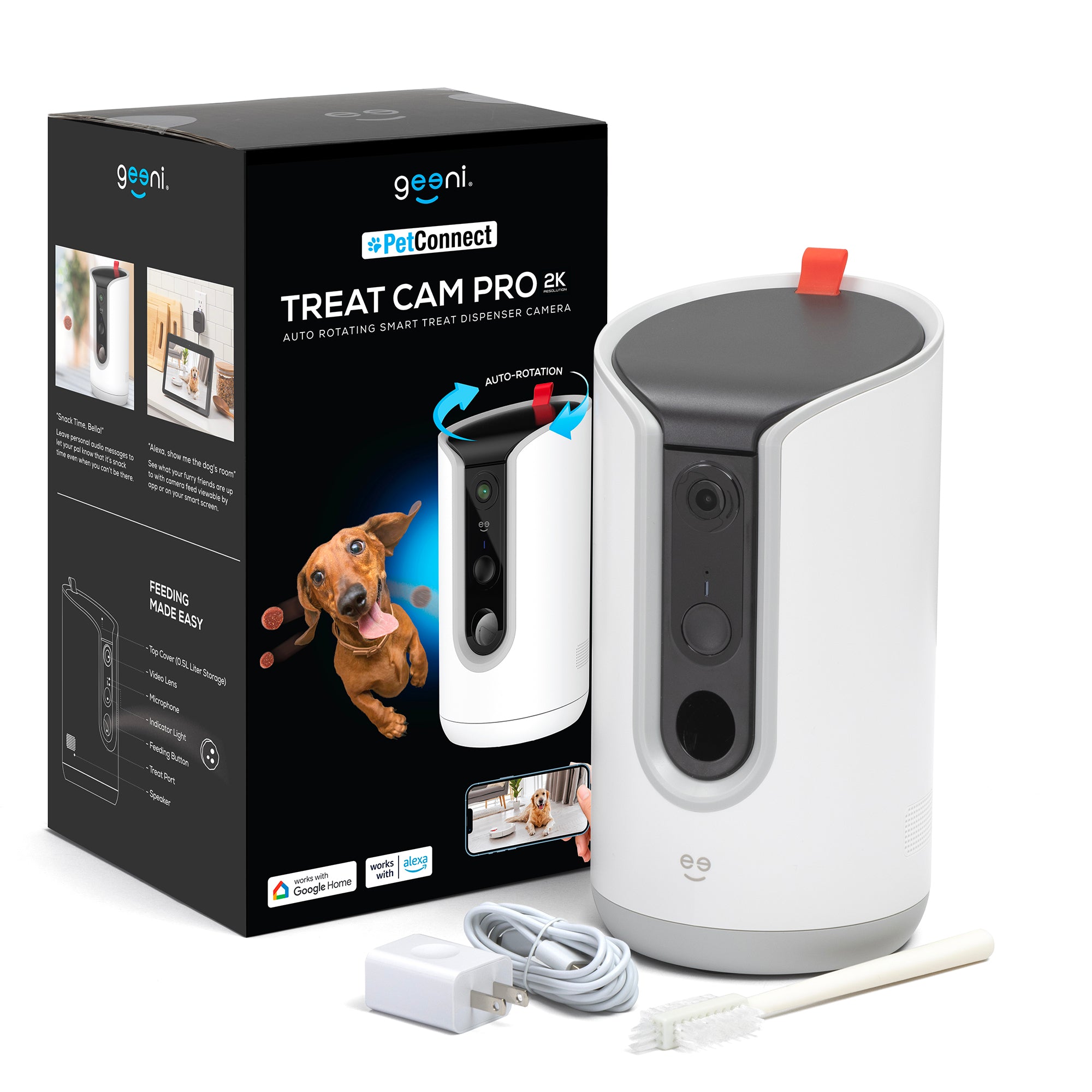 Geeni Treat Cam Pro Smart Pet Feeder with 2K HD Camera