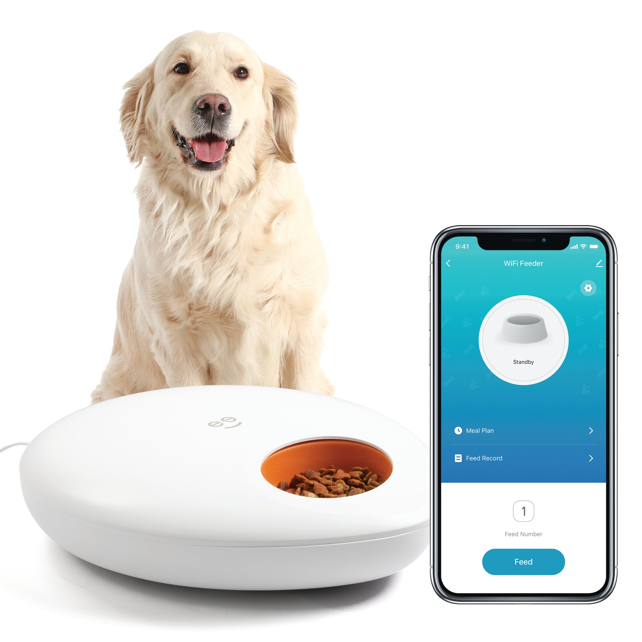 Geeni Smart Pet Feeder, 5-Meal Automatic Dog and Cat Feeder with