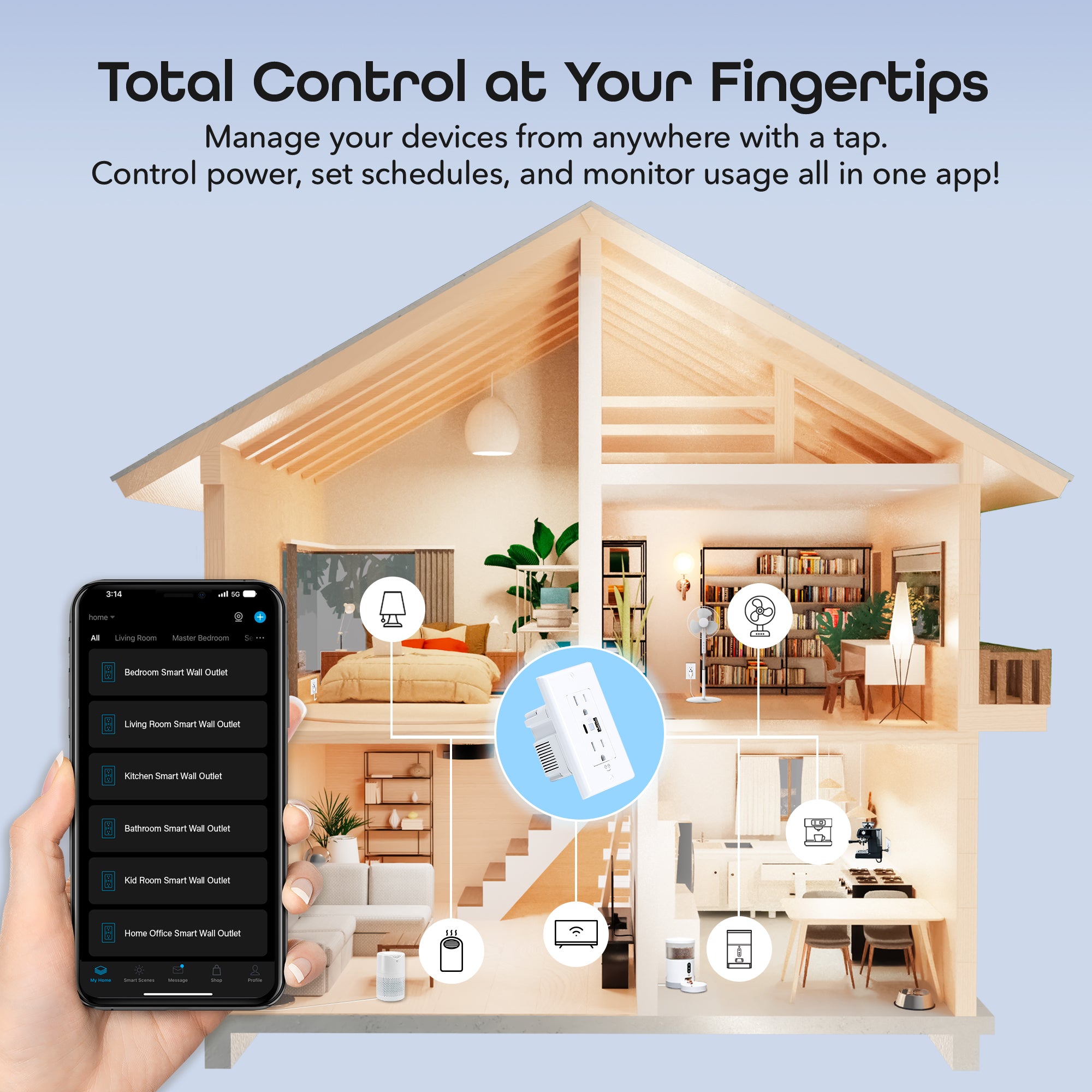 Geeni Current Smart Wi-Fi Outlet with 2 Fast Charge USB Ports (20W USB-C PD & Quick Charge USB-A)