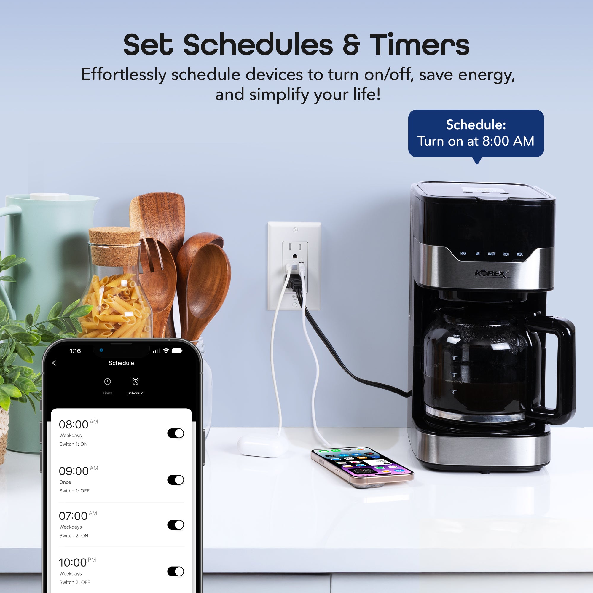 Geeni Current Smart Wi-Fi Outlet with 2 Fast Charge USB Ports (20W USB-C PD & Quick Charge USB-A)