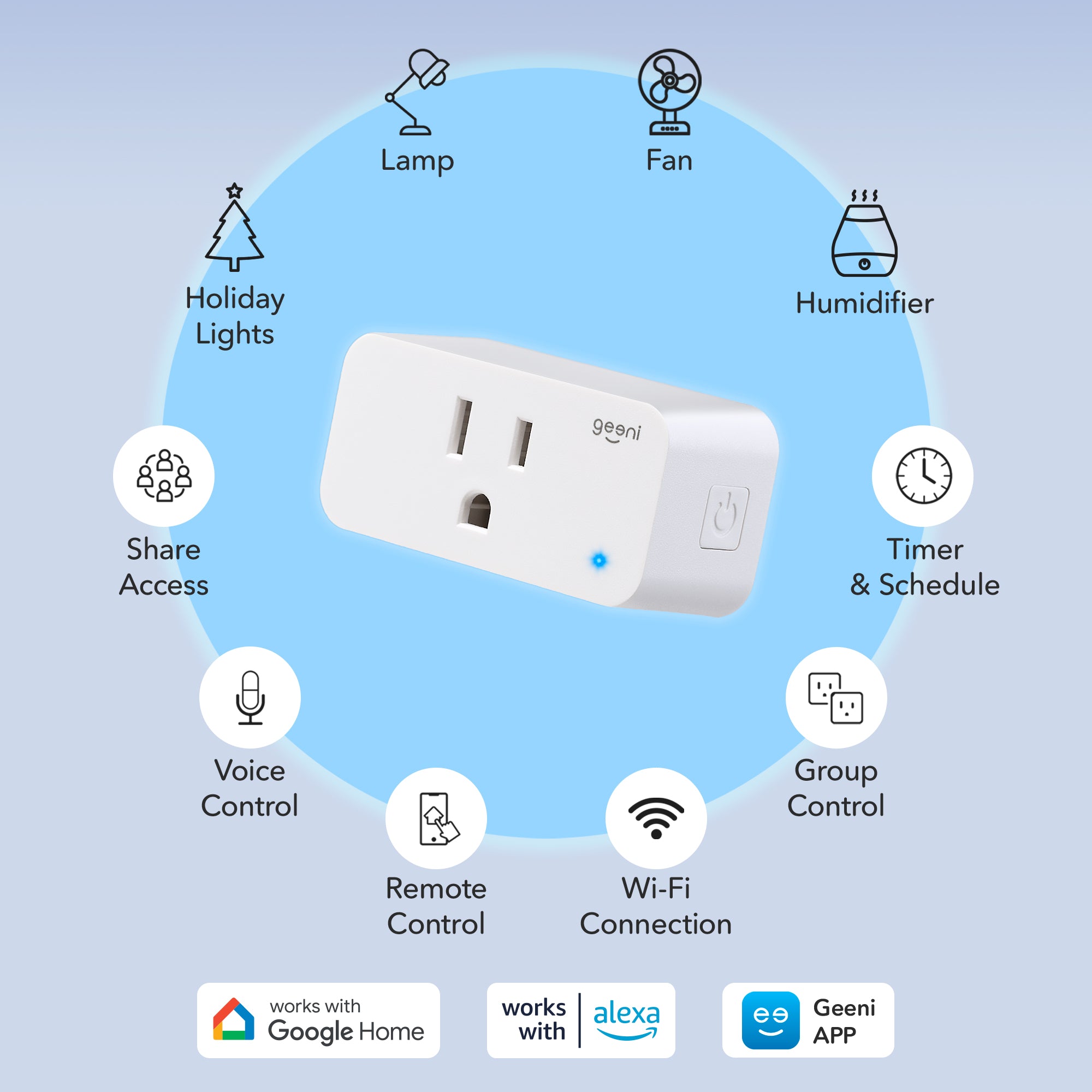 Geeni Smart Plug Mini 15A Outlet (2-Pack)