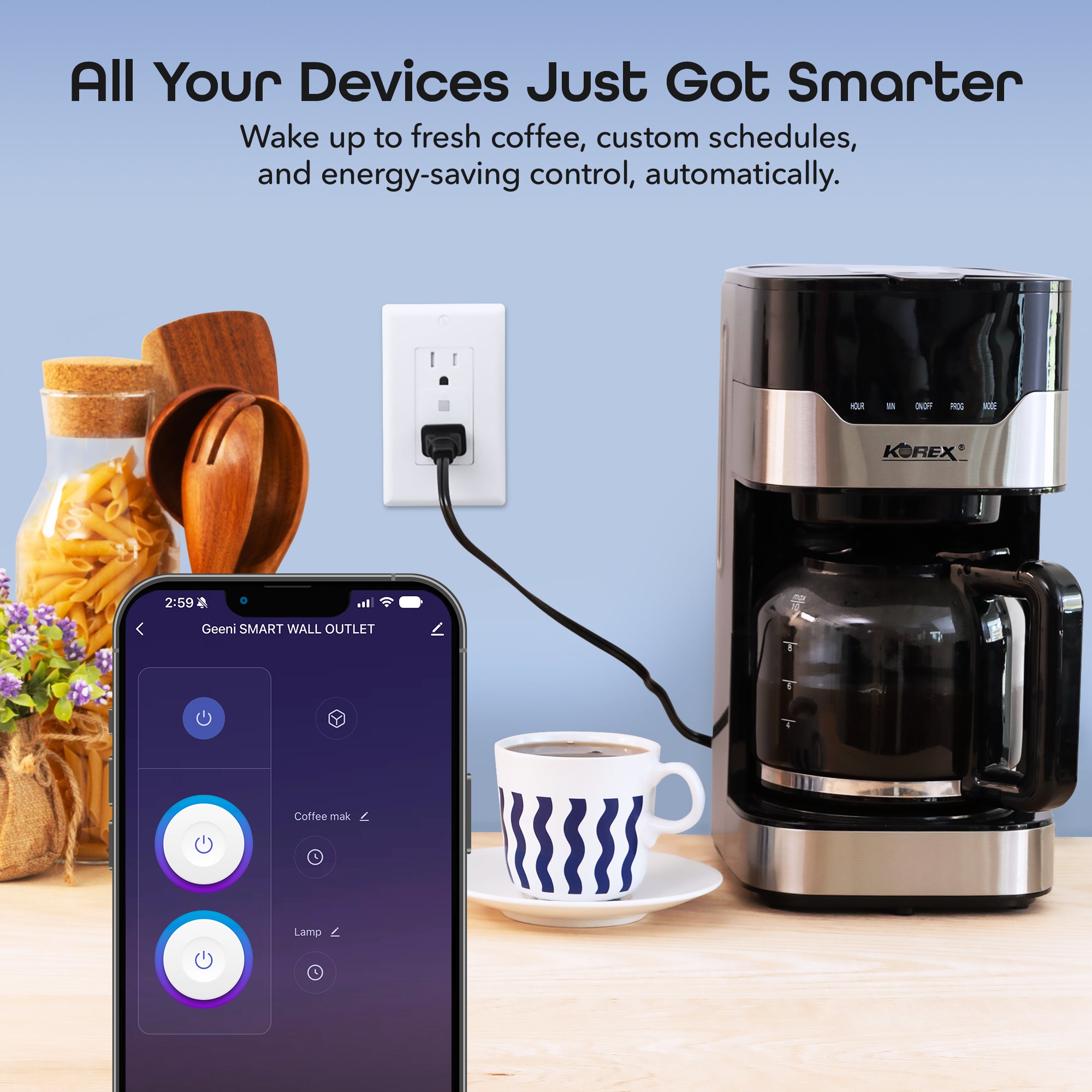 Geeni Smart WiFi in-Wall Outlet, White (4 Pack)