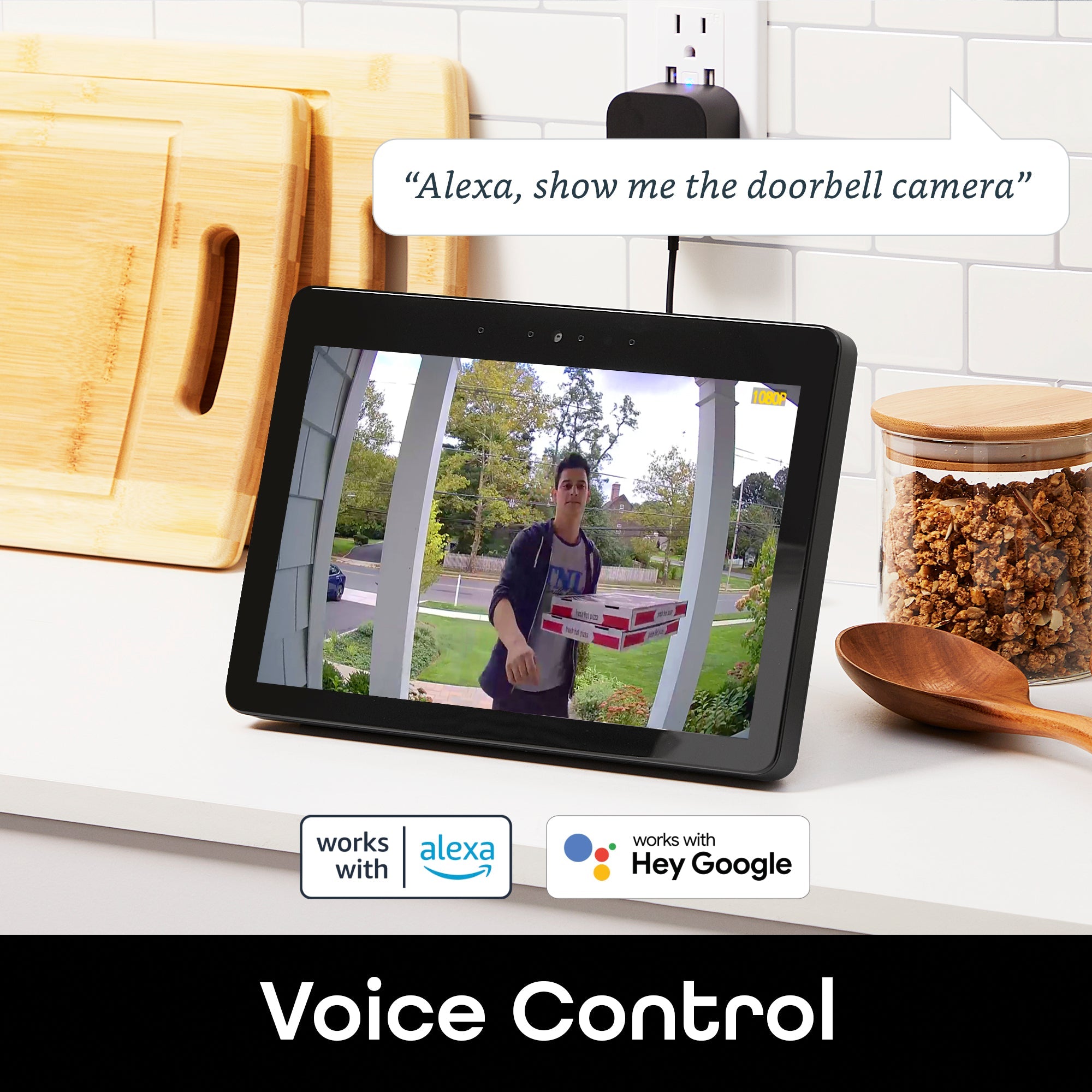 Geeni Doorpeek Video Doorbell-HD 1080 pビデオ品質、耐候性、双方向オーディオ-モーション検出とアラート-既存のドアベル配線で簡単に設置-2.4 GHz WiFiが Geeni Doorpeek Wired Doorbell \u2013 Geeni Smarthome