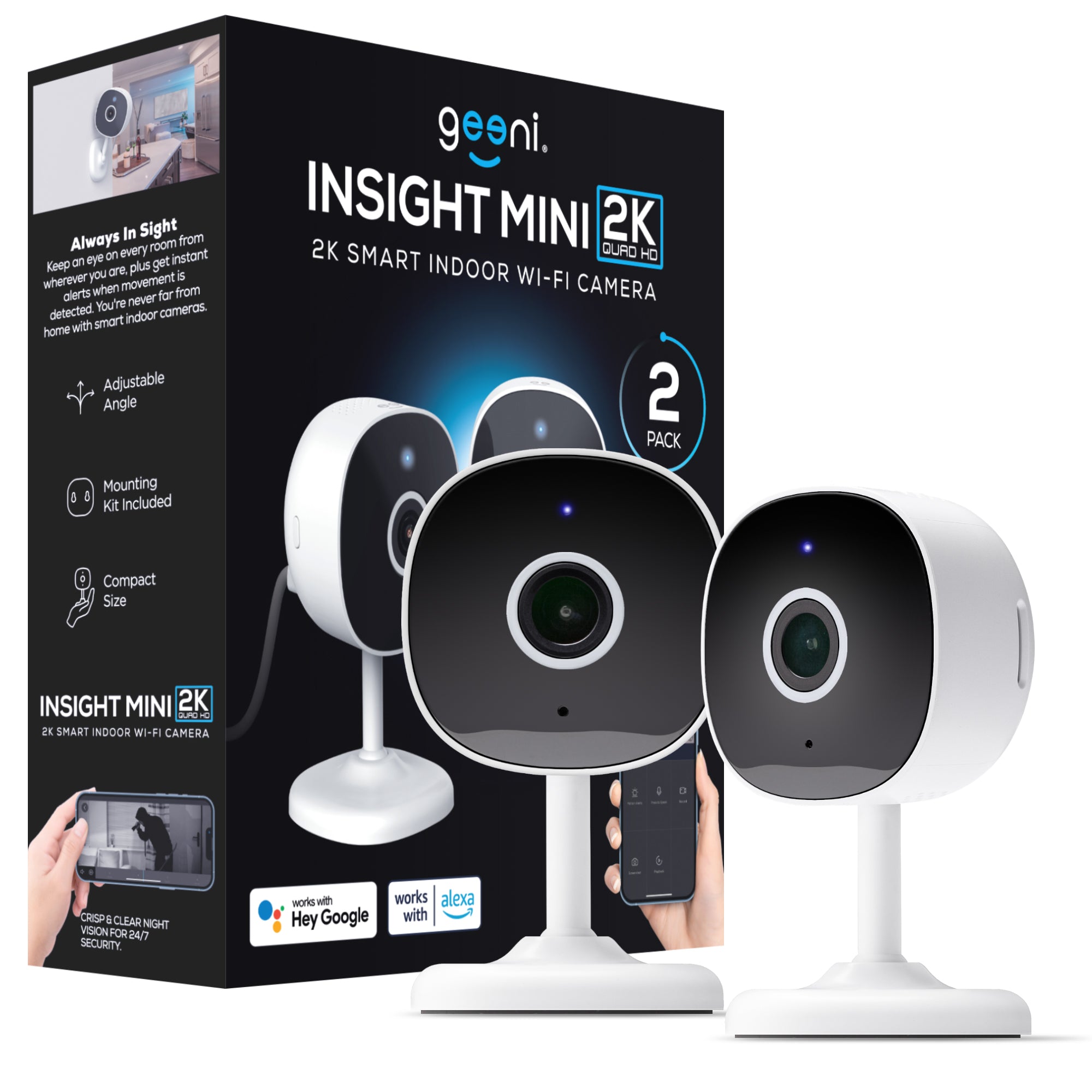 Geeni Insight Mini 2K Indoor Camera (2-Pack)