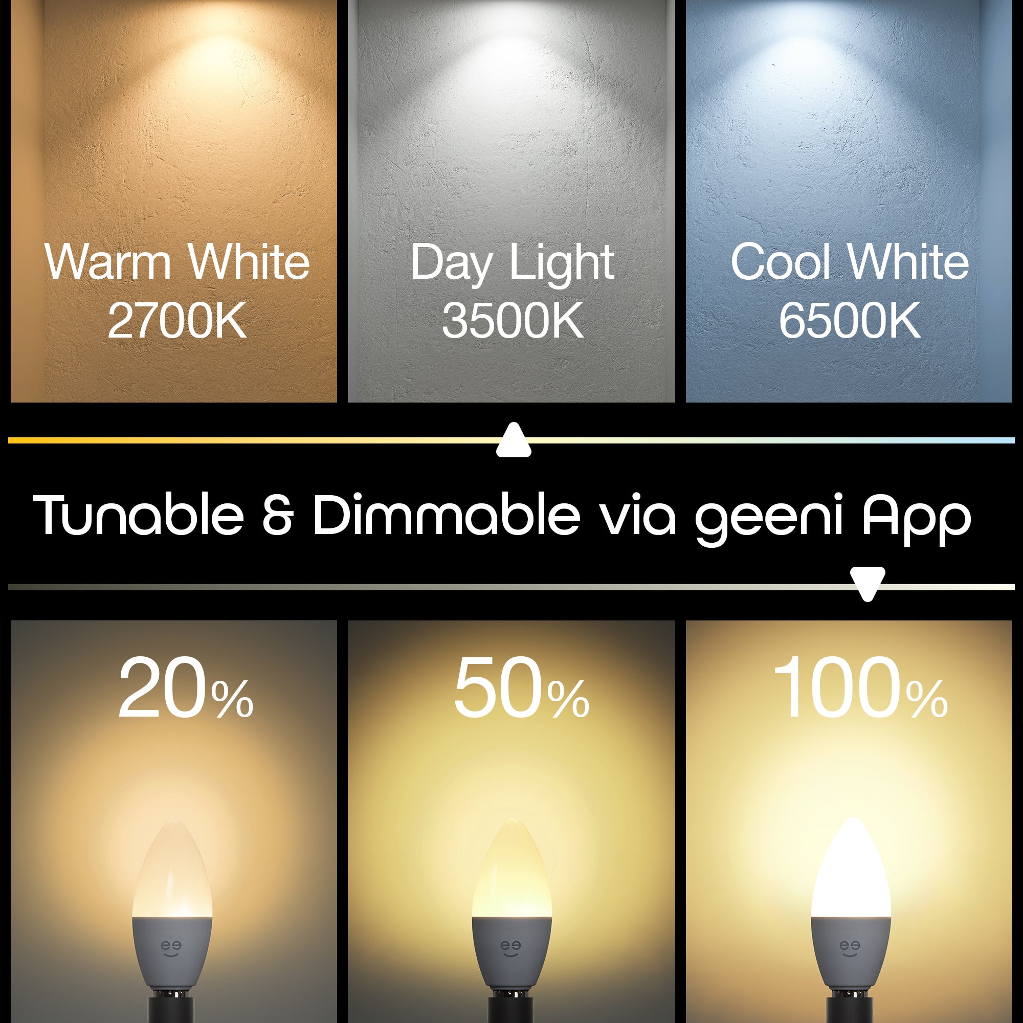 Geeni Lux E12/B11 Smart Bulb - Tunable White (2-Pack)