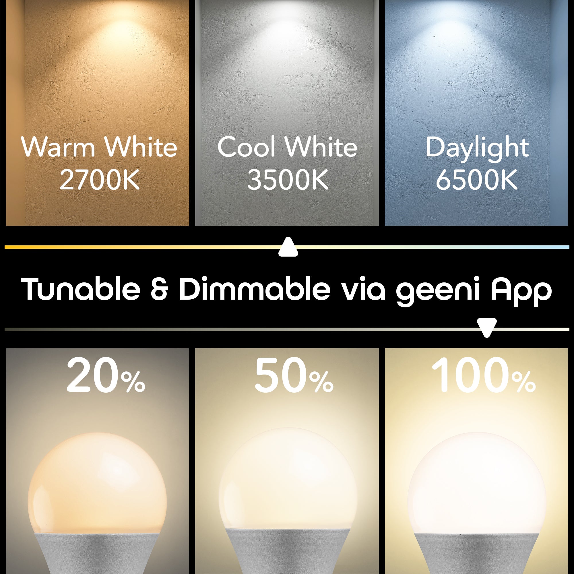 Geeni Prisma Plus 800 A19 Smart Bulb - Multicolor and Tunable (4-Pack)